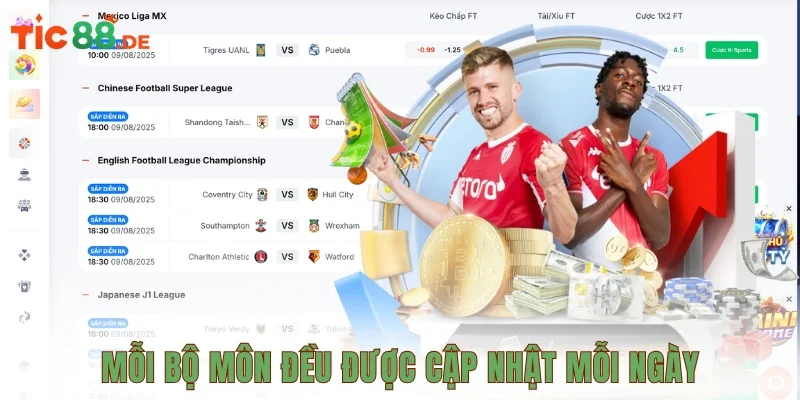 Mỗi bộ môn đều được cập nhật mỗi ngày